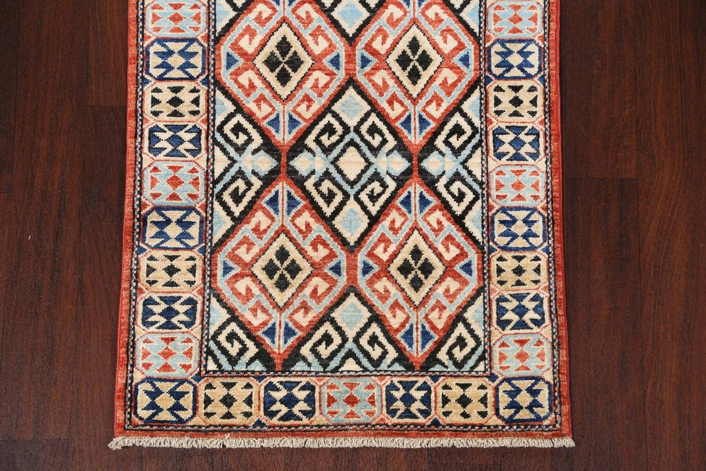 Vegetable Dye Kazak Wool Runner Rug 3x10