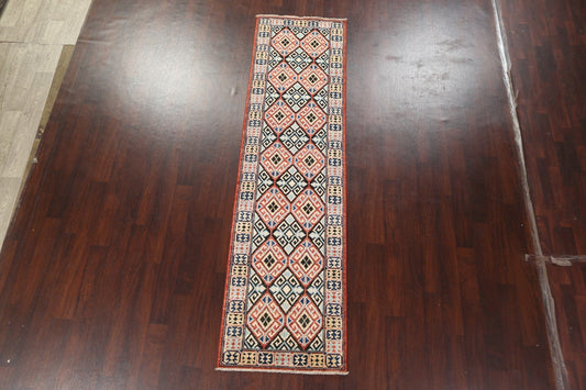 Vegetable Dye Kazak Wool Runner Rug 3x10