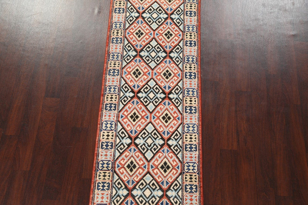 Vegetable Dye Kazak Wool Runner Rug 3x10