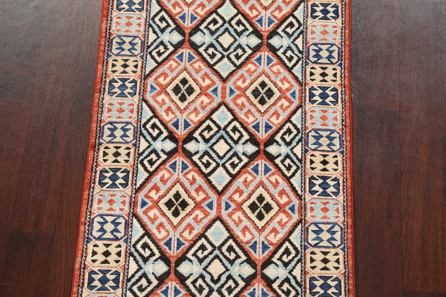 Vegetable Dye Kazak Wool Runner Rug 3x10