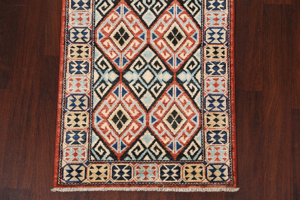 Vegetable Dye Kazak Wool Runner Rug 3x10