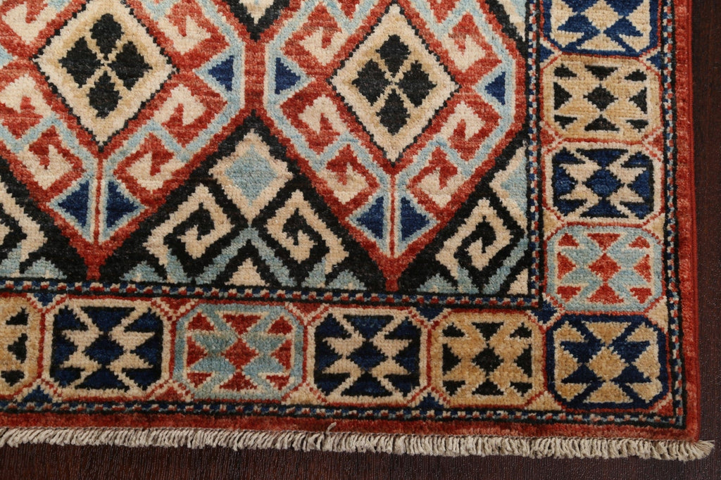 Vegetable Dye Kazak Wool Runner Rug 3x10