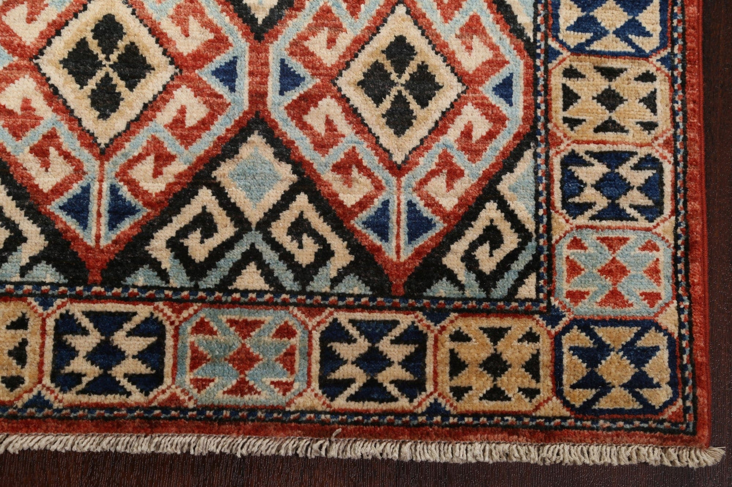 Vegetable Dye Kazak Wool Runner Rug 3x10