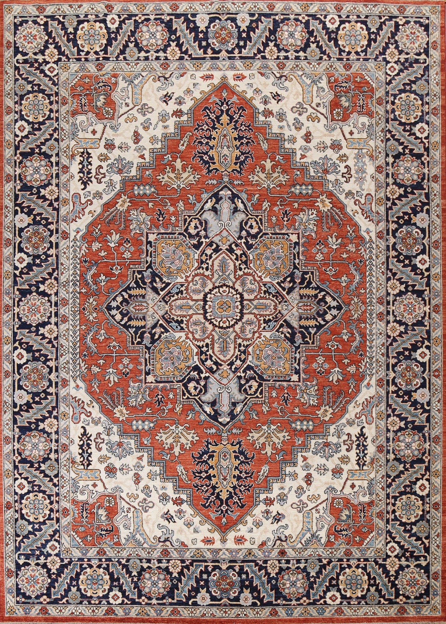 Vegetable Dye Heriz Serapi Wool Area Rug 9x12