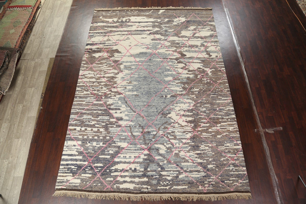 Abstract Moroccan Wool Area Rug 9x13