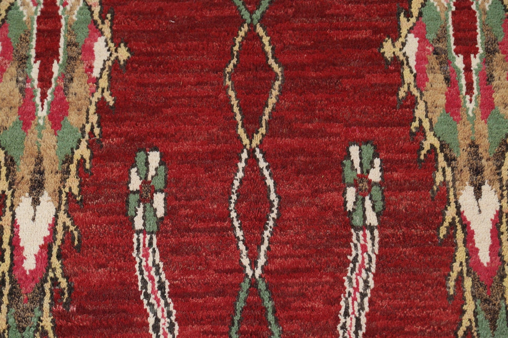 Red Wool Moroccan Area Rug 7x11