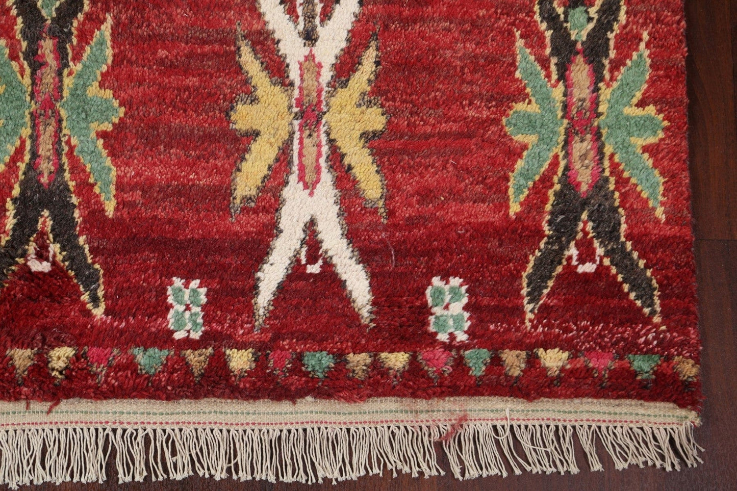 Red Wool Moroccan Area Rug 7x11