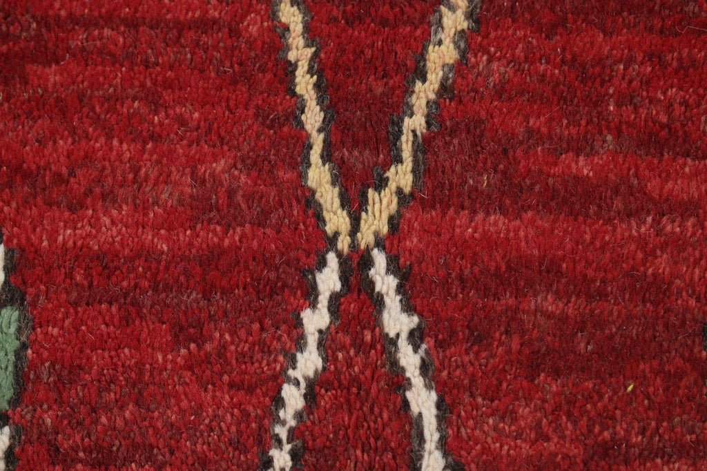 Red Wool Moroccan Area Rug 7x11