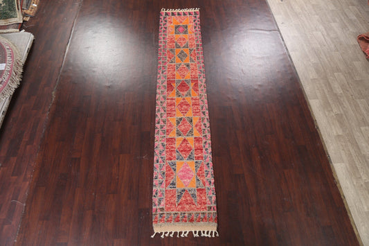 Geometric Moroccan Wool Runner Rug 2x13