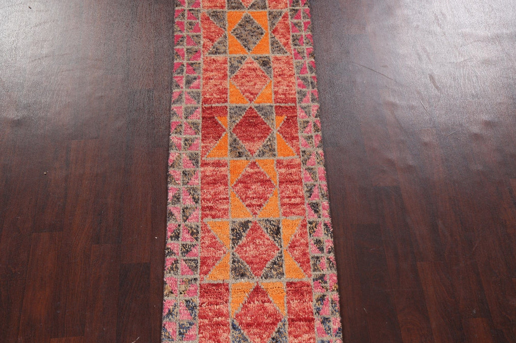 Geometric Moroccan Wool Runner Rug 2x13