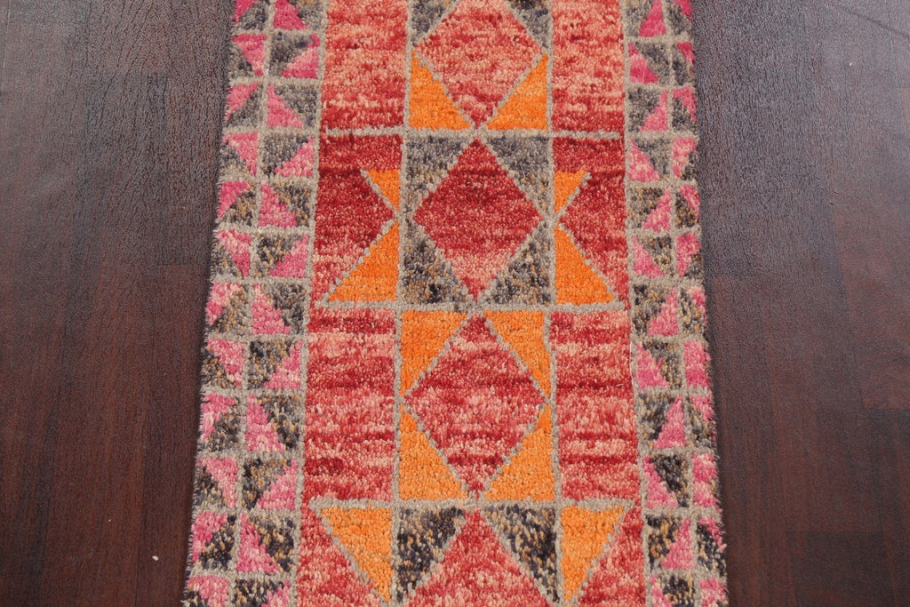 Geometric Moroccan Wool Runner Rug 2x13