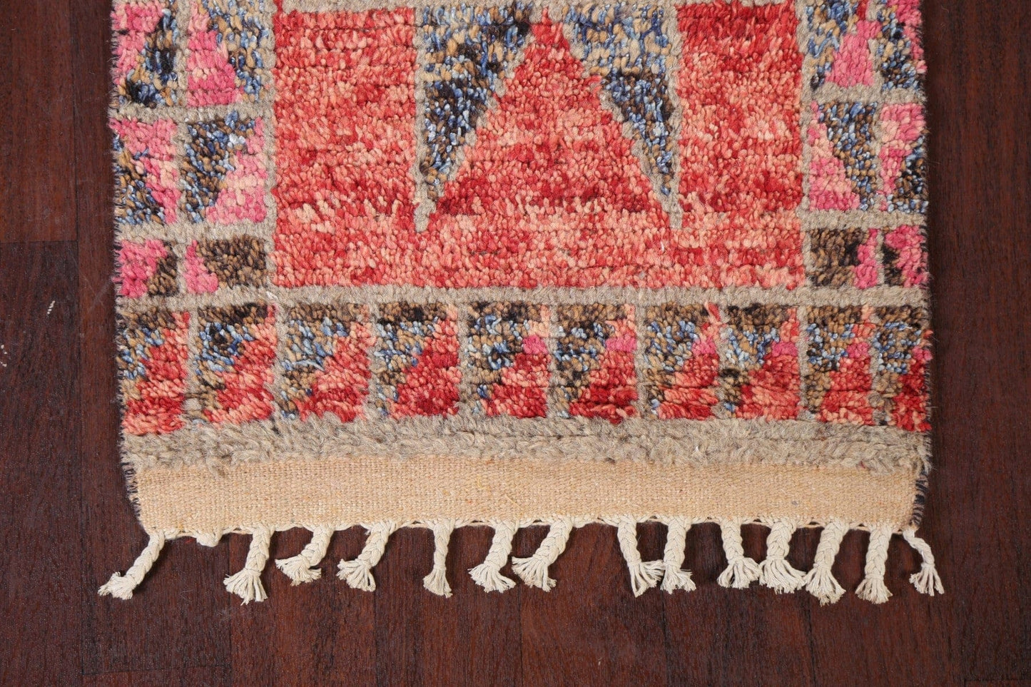 Geometric Moroccan Wool Runner Rug 2x13