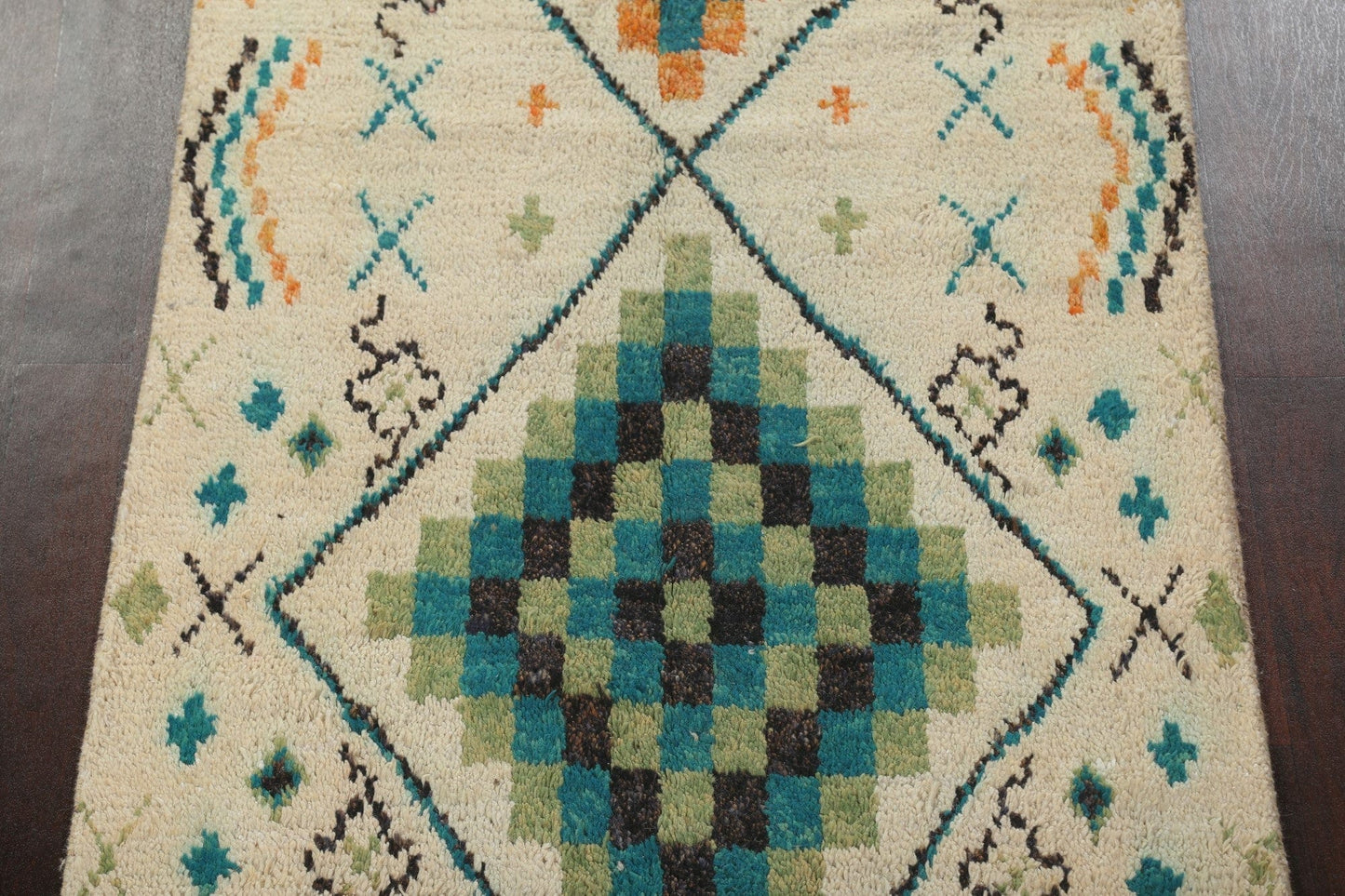 Geometric Moroccan Wool Runner Rug 4x18