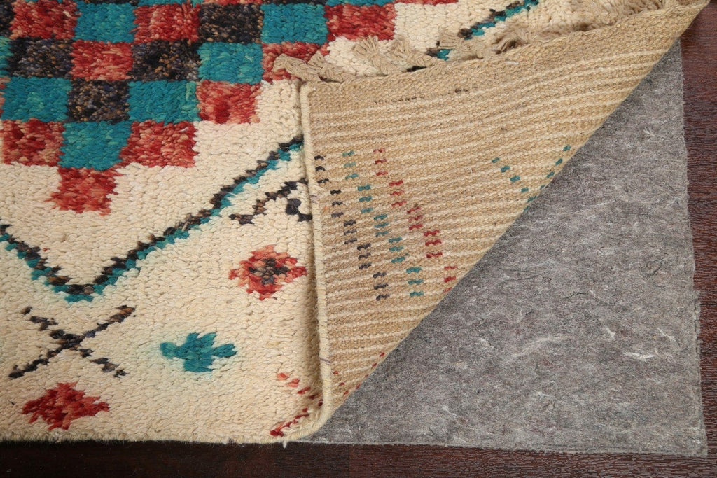 Geometric Moroccan Wool Runner Rug 4x18