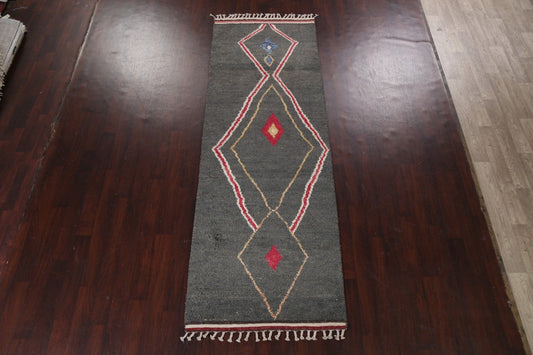 Tribal Moroccan Wool Runner Rug 4x11