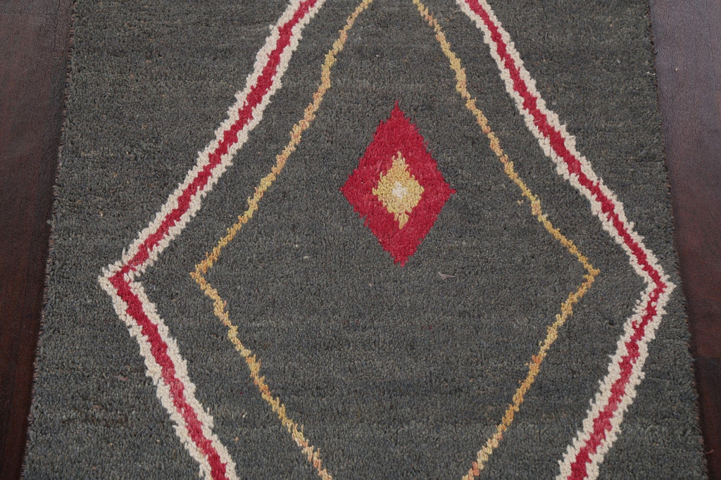 Tribal Moroccan Wool Runner Rug 4x11