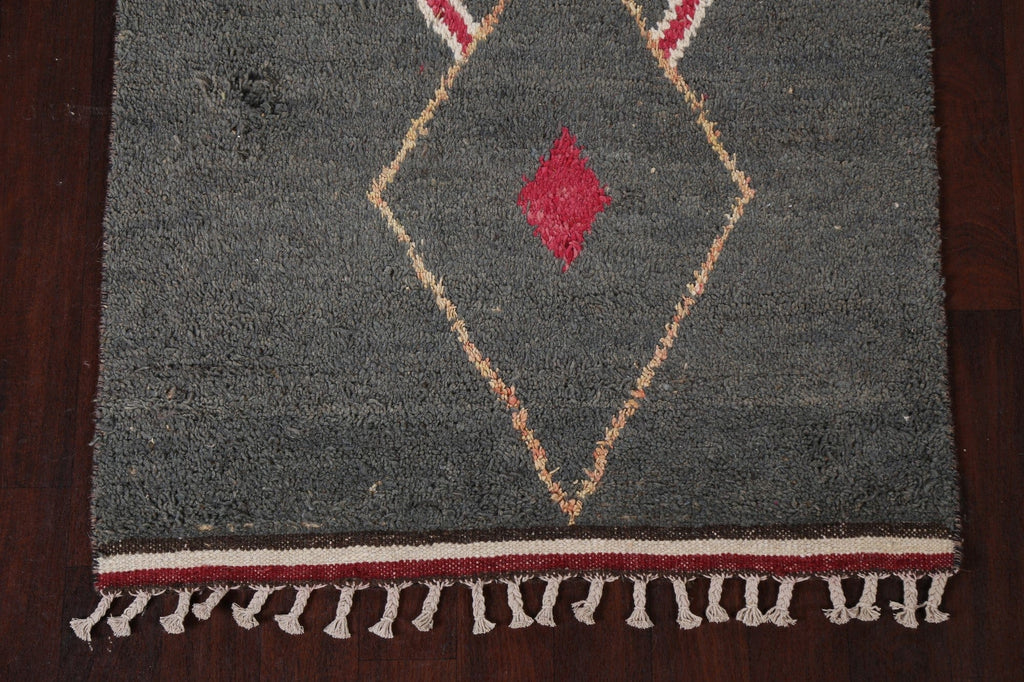 Tribal Moroccan Wool Runner Rug 4x11