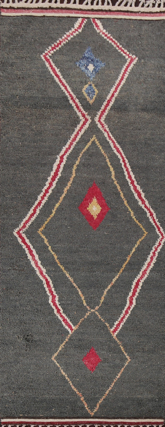 Tribal Moroccan Wool Runner Rug 4x11