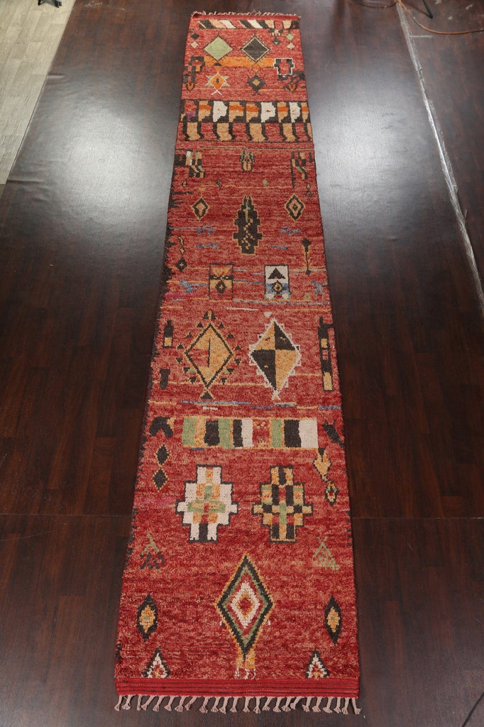 Handmade Moroccan Wool Runner Rug 4x22