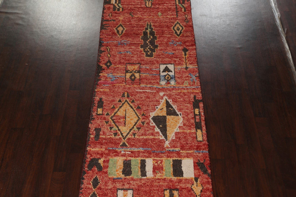 Handmade Moroccan Wool Runner Rug 4x22