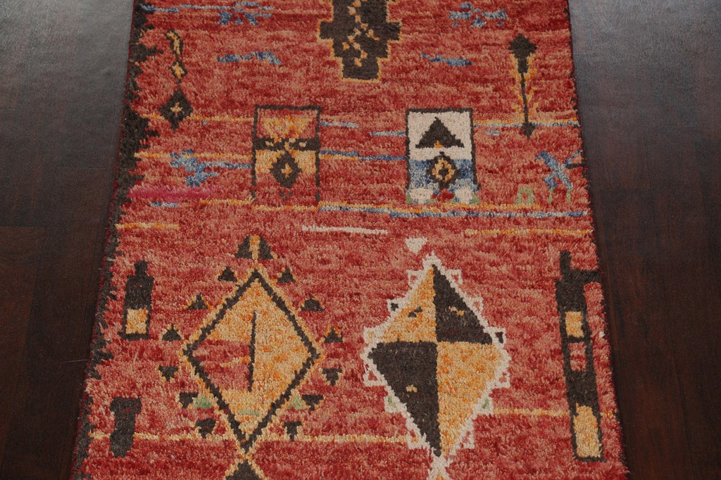 Handmade Moroccan Wool Runner Rug 4x22