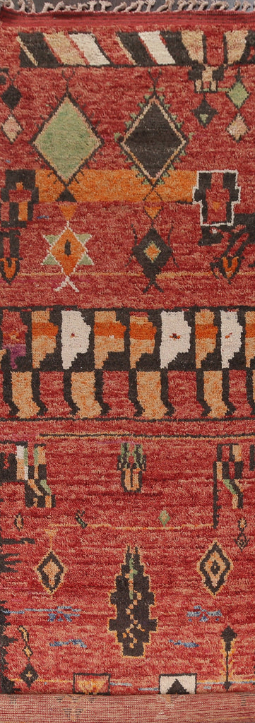 Handmade Moroccan Wool Runner Rug 4x22