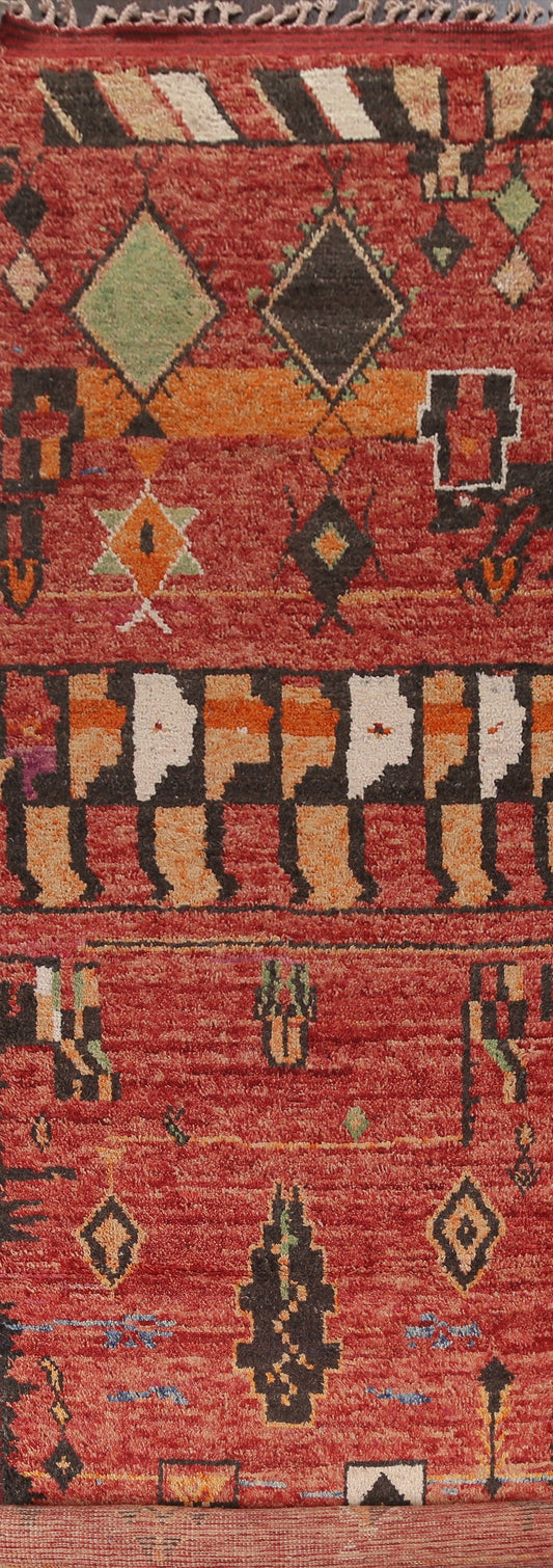 Handmade Moroccan Wool Runner Rug 4x22