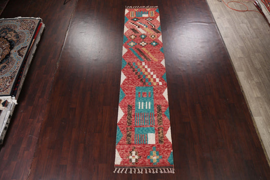 Tribal Moroccan Wool Runner Rug 3x13