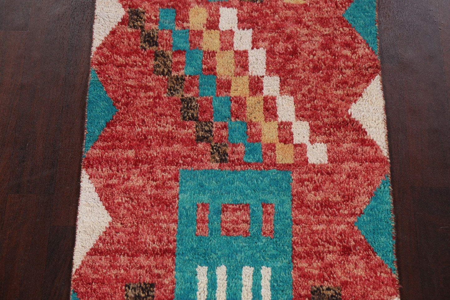 Geometric Moroccan Wool Runner Rug 3x13