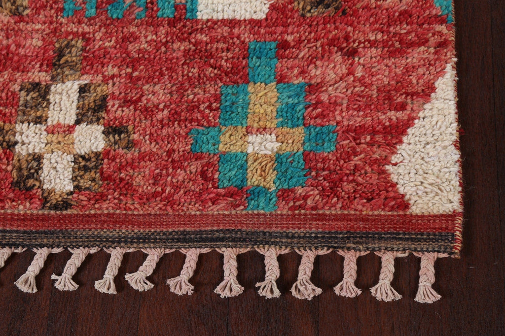 Geometric Moroccan Wool Runner Rug 3x13