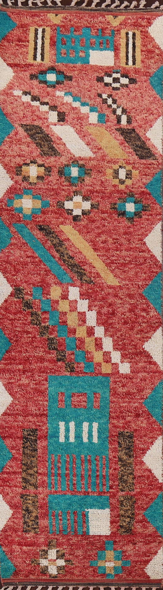 Geometric Moroccan Wool Runner Rug 3x13