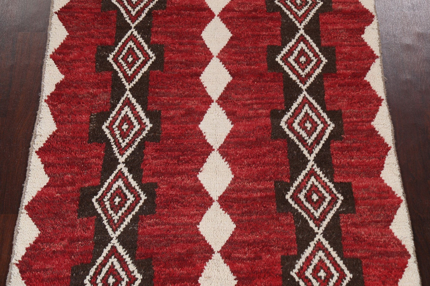 Red Moroccan Wool Area Rug 5x11