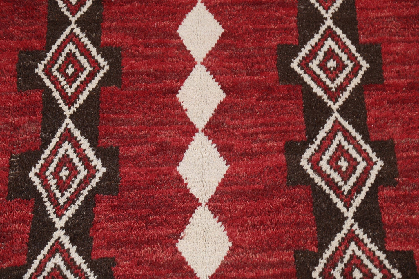 Red Moroccan Wool Area Rug 5x11