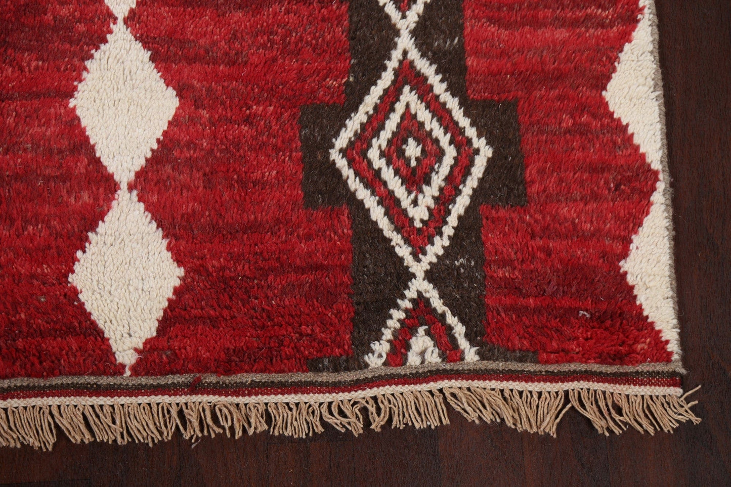 Red Moroccan Wool Area Rug 5x11