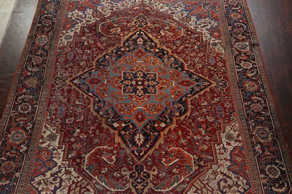 Antique Vegetable Dye Heriz Serapi Persian Rug 12x16