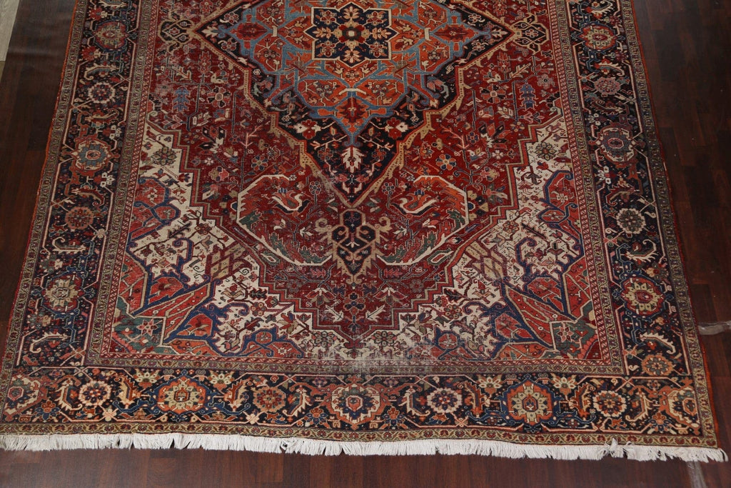 Antique Vegetable Dye Heriz Serapi Persian Rug 12x16