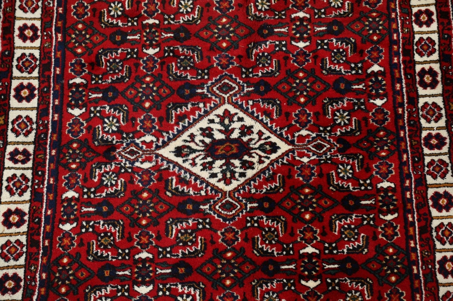 Red Heriz Wool Area Rug 4x7