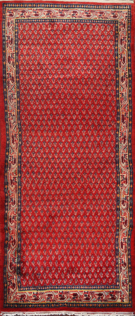 Red Boteh Botemir Persian Runner Rug 4x10