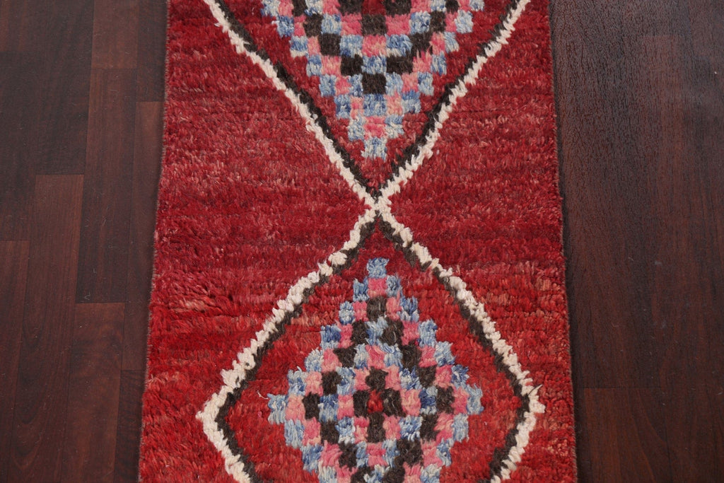 Geometric Moroccan Handmade Runner Rug 2x11