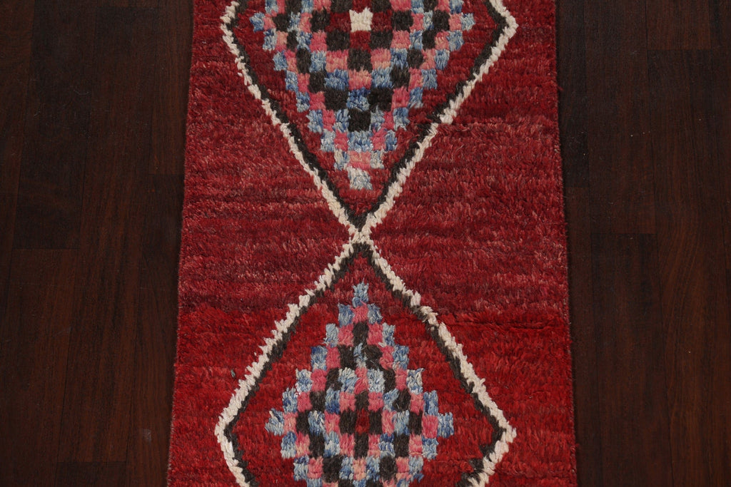 Geometric Moroccan Handmade Runner Rug 2x11