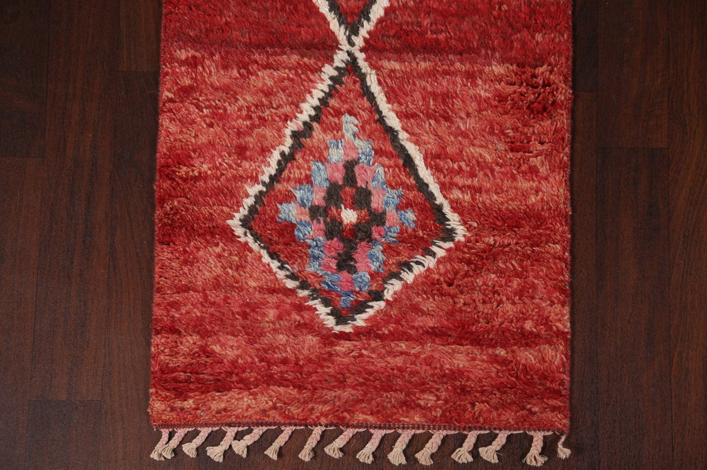 Geometric Moroccan Handmade Runner Rug 2x11