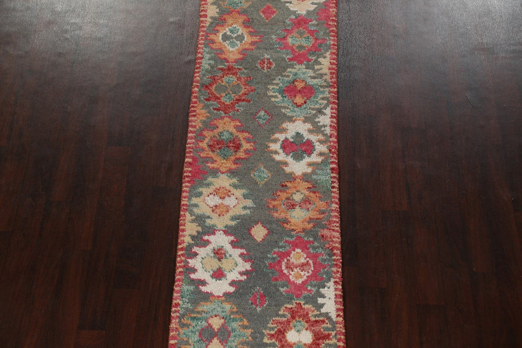 Geometric Moroccan Wool Runner Rug 3x17