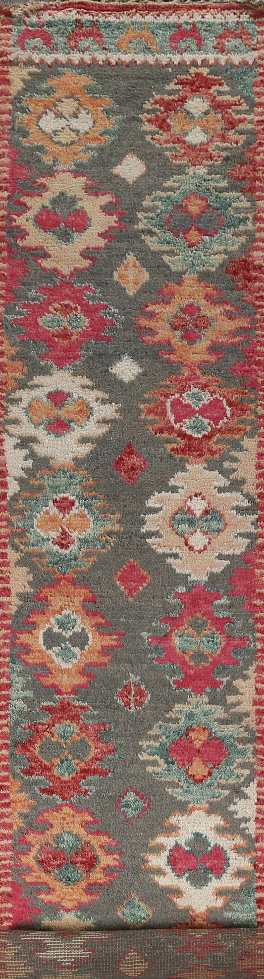 Geometric Moroccan Wool Runner Rug 3x17