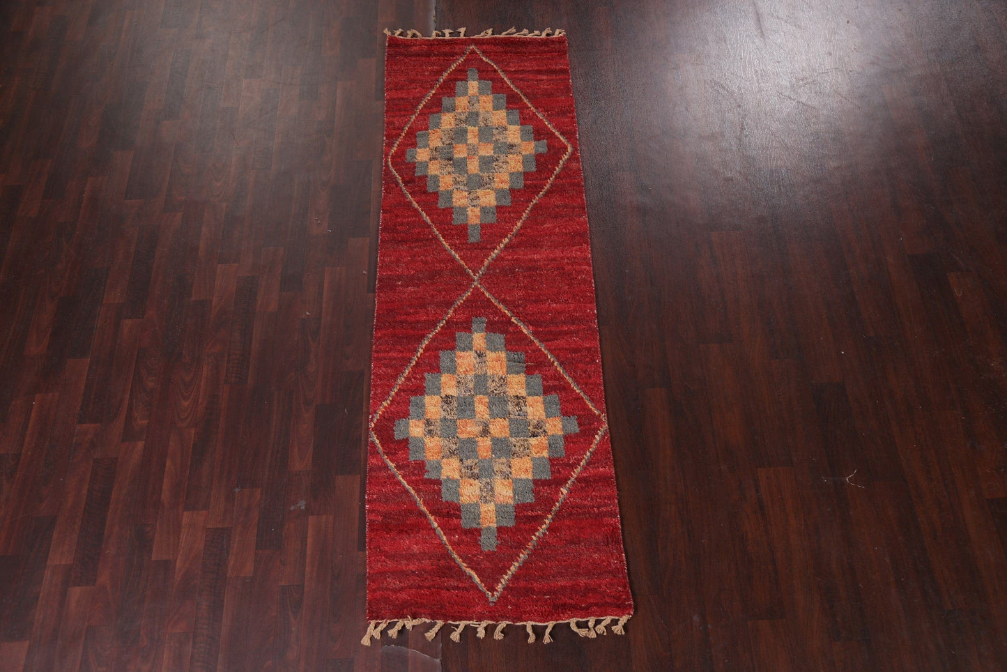 Geometric Moroccan Wool Runner Rug 3x9