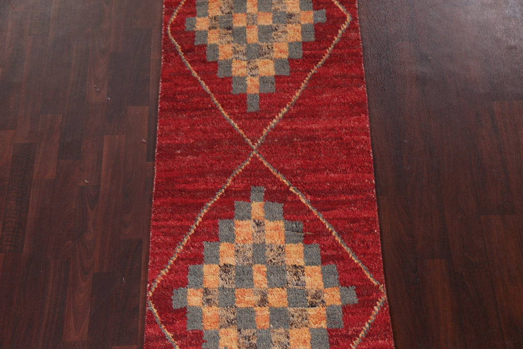 Geometric Moroccan Wool Runner Rug 3x9