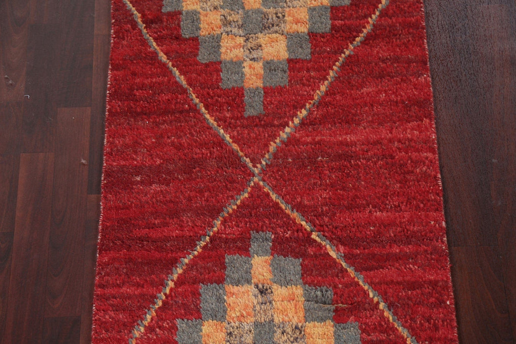 Geometric Moroccan Wool Runner Rug 3x9