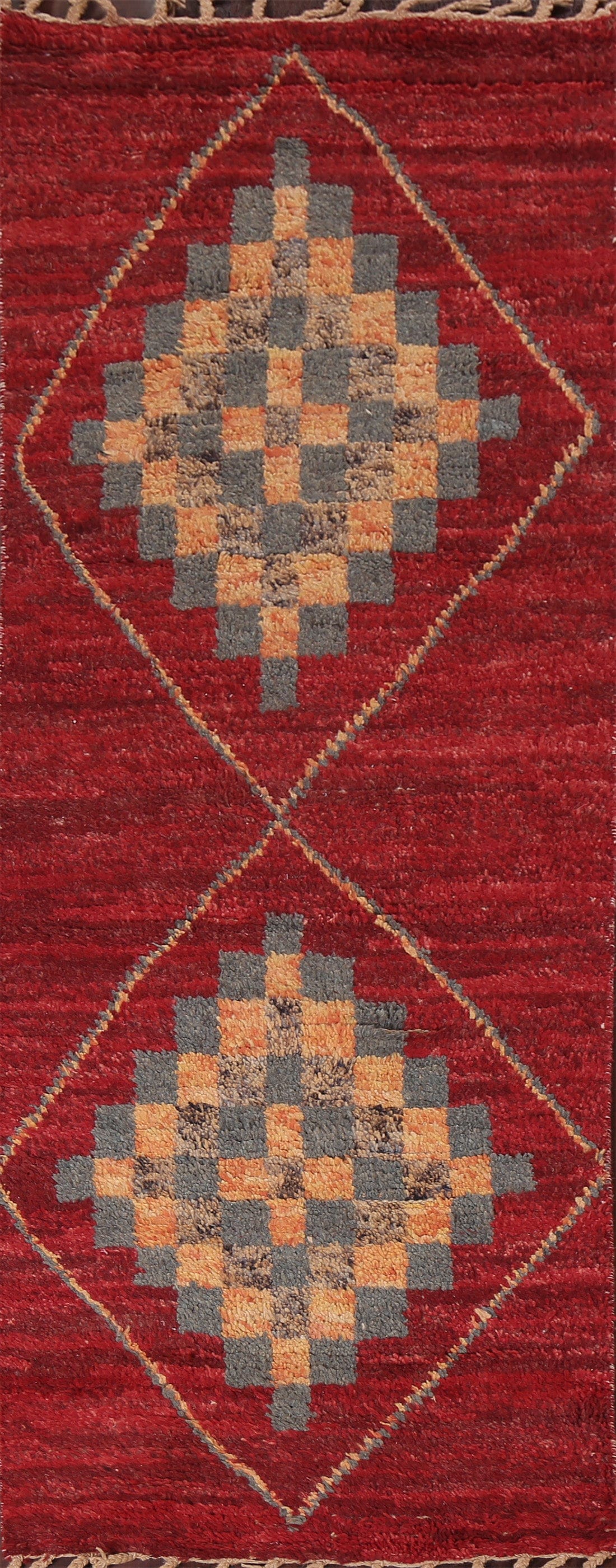 Geometric Moroccan Wool Runner Rug 3x9