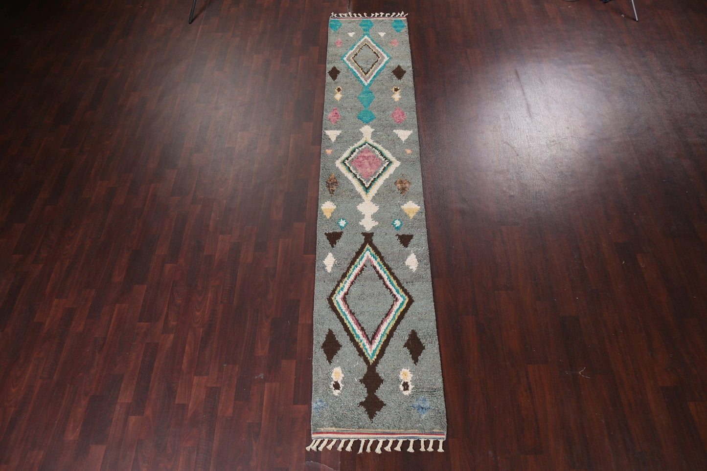 Tribal Moroccan Wool Runner Rug 2x13