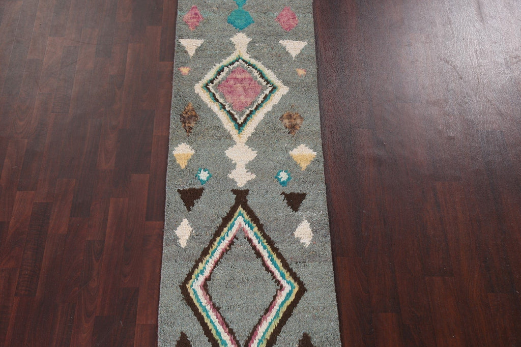 Tribal Moroccan Wool Runner Rug 2x13