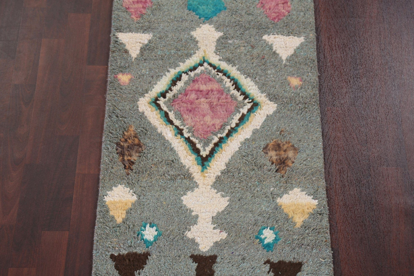 Tribal Moroccan Wool Runner Rug 2x13